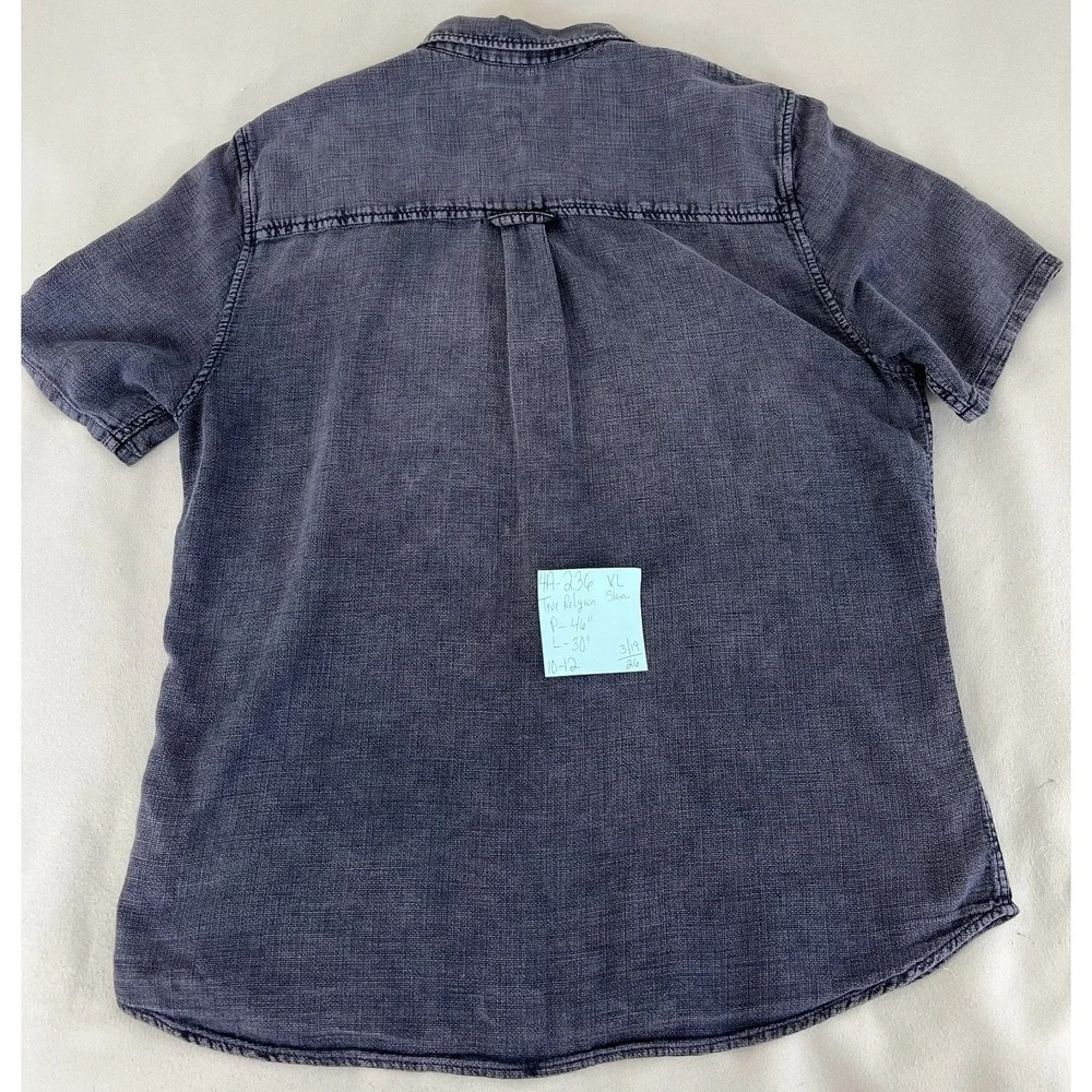 True Religion Men's Blue Western Button Down Short Sleeve Shirt‎ Sz XL Slim